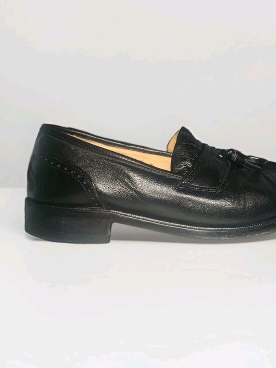 Vito Rufolo Men\'s Black Leather Tassel Loafers Size 10 Made in Italy Dress Shoes